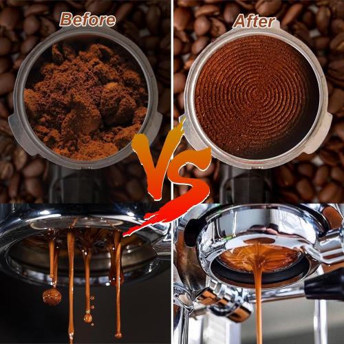 Coffee Espresso Tamper with WDT Tool, Coffee Press with Silicone Mat, 100% Flat Stainless Steel Base Tamper for Espresso Coffee Machine (Brown2, 51mm)