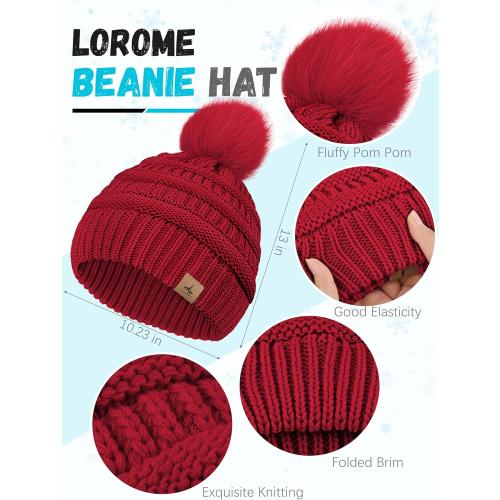 Winter Hat Scarf Gloves and Ear Warmer, Warm Knit Beanie Hat Touch Screen Gloves Set Winter Gifts Neck Scarves for Women