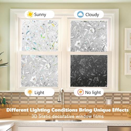 Kromapolis Window Film, Window Privacy Film, Vinyl Glass Covering, Stained Glass Decorative Film, Window Film Privacy Frosted, Static Window Clings, Non-Adhesive, No-Glue (29.5 x 78.7inch)