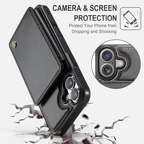 Vinich for iPhone 17 Wallet Case with Card Holder, RFID Blocking Credit Slots Kickstand Shockproof Phone Cover Fit for iPhone 17 6.3 Black
