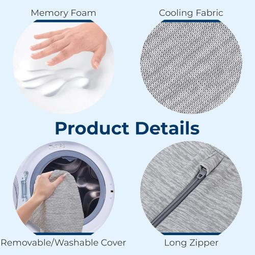 5 STARS UNITED Knee Pillow for Side Sleepers - Hip Pain Relief - Cooling Cover - Memory Foam Leg Cushion for Side Sleeping - Between Legs Pillow for Sciatica & Lower Back Pain, Arctic Gray