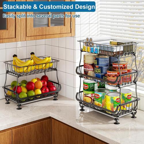 OKZEST 3-Tier Rolling Pantry Floor Organizers and Storage Cart with Wheels