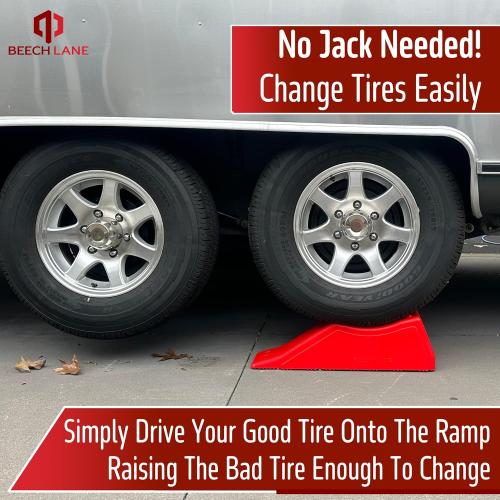 Beech Lane Tandem Trailer Ramp Provides 5.5 of Tire Lift, Makes Changing Dual Axle Trailer Tires A Breeze, 15,000LB Rating, Essential RV Safety Tool, Engineered for Extra Traction
