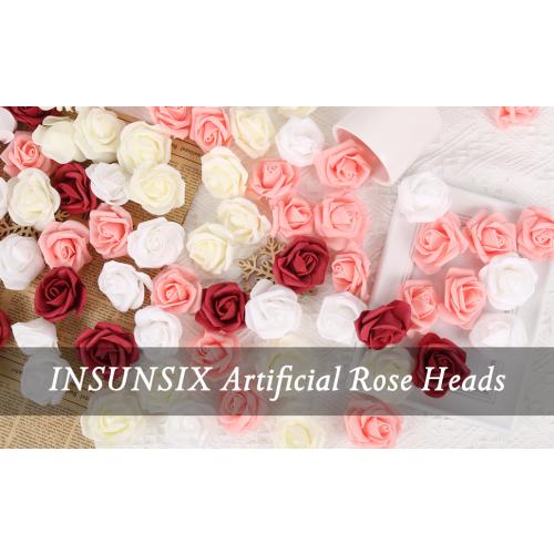 Artificial Stemless Rose Flower Heads, 200Pcs Burgundy Foam Roses Artificial Roses Flower Heads for Crafts 1.97in Stemless Roses for DIY Craft Wedding Bouquet Party Decoration(Burgundy)