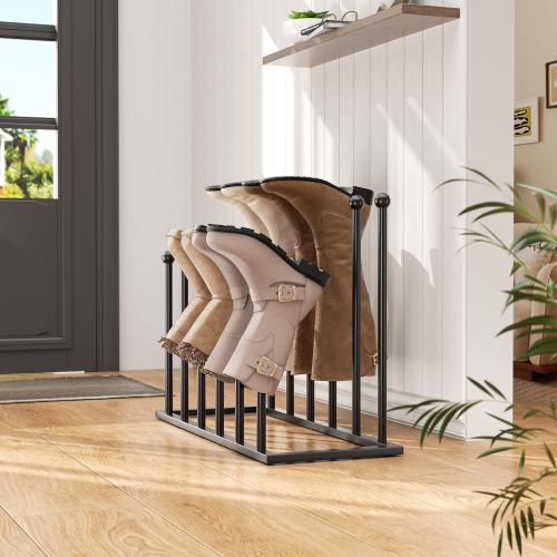 28.74 L x 9.84 W x 17.5 H pickpiff Free Standing Shoe Racks - Black Metal Boot Rack for Dorm Room, Closet, Entryway, Bedroom, Patio Outdoor, Hallway, Black, Shoe Storage Fit for 6 Pairs