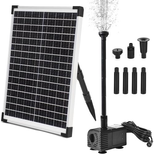 ECO-WORTHY Solar Water Fountain Pump Kit 449 GPH Flow 25W Adjustable Dry-Run Protection Solar Pond Pump Monocrystalline Solar Panel Powered Water Pump for Ponds, Garden, Waterfall, Pool, Birdbath