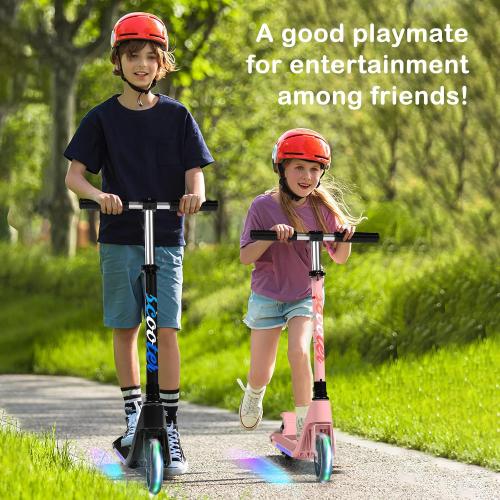 LINGTENG Electric Scooter for Kids Age 6-10, Kick-Start Boost Scooter with Adjustable Speed and Height, Flash Wheel & Deck Lights