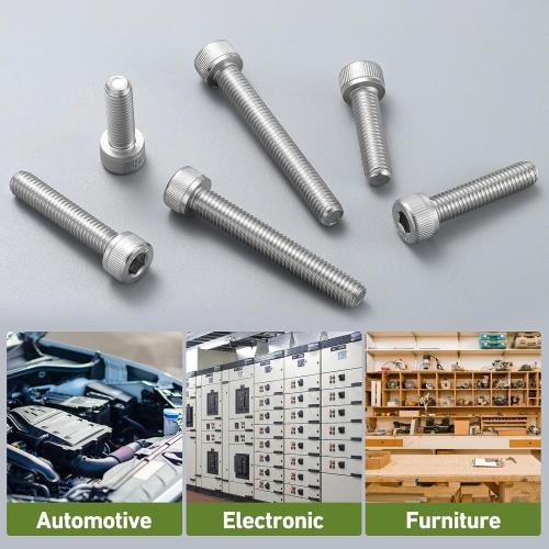 M8-1.25 x 75mm Bolt, 12PCS M8 Hex Socket Head Cap Screws Bolts, 304 Stainless Steel 18-8, Full Threads, Allen Socket Drive, with Hex Spanner