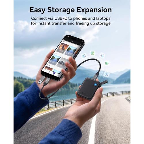 ORICO Portable SSD 256 GB with 2 in 1 USB C Cable, External Solid State Drives, Up to 460MB/s, Status Indicator, Reliable Storage for USB-C Smartphone, Tablet, PC - B5PLUS