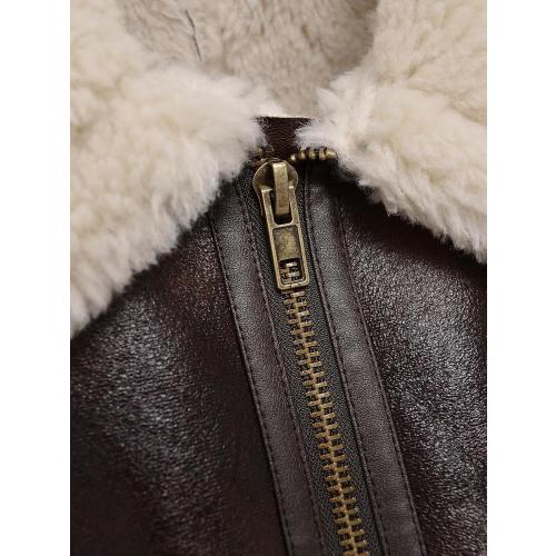 LY VAREY LIN Women Faux Leather Jacket with Faux Fur Lining Warm Winter Biker Coat Large