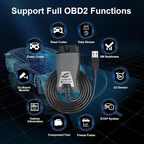 VGATE vLinker FS USB FORScan OBD2 Adapter for HS/MS-CAN Auto Switch, Wire OBD2 USB FORScan Adapter Code Readers & Scanner Diagnostic Tools