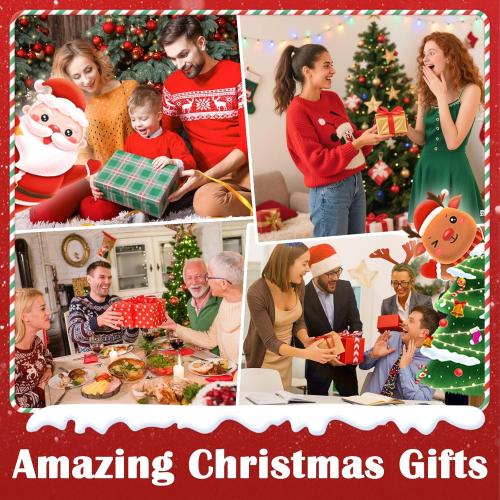 Snow Globe Christmas Decorations for Home Auto Snowfall Glitter Music Collection Santa Reindeer Train Snowy Village Scene with 6H Timer USB/Battery Powered 105mm Globe