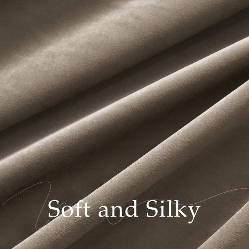 NICETOWN Taupe Velvet Curtains 8 ft, Room Darkening Thermal Insulated Drapes for High Living Room and Bedroom Back Tab Rod Pocket with Pleat Tape, W52 X L96, 2 Panels