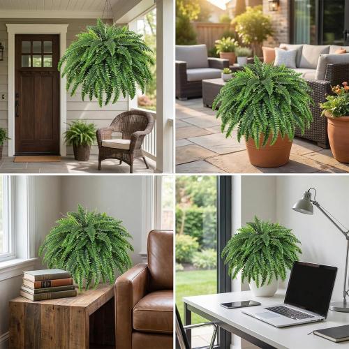 45in Ferns Artificial Plants Large, UV Resistant Artificial Ferns, Artificial Plants Outdoor, Weatherproof Faux Boston Fern Realistic Fake Plants for Porch Home Garden Patio (1, 38 Branches)