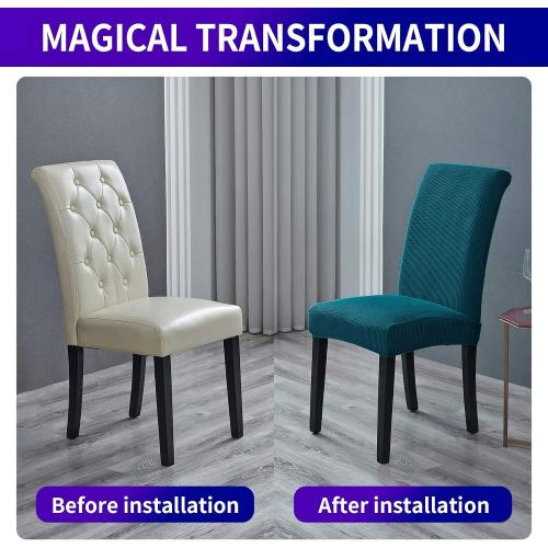 Stretch Chair Covers for Dining Room Set of 6, Removable Washable Dining Room Chair Covers, Dining Chair Slipcovers Seat Protector, Great Home Decor and Banquet Upholstery (Teal, 6 Pack)
