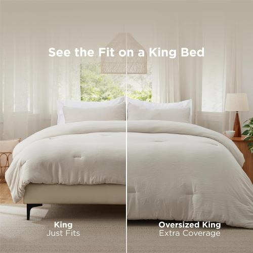 Bedsure King Size Comforter Set, Beige Soft Prewashed Bedding for All Seasons, 3 Pieces GentleSoft™ Warm Down Alternative Bed Set, 1 Lightweight Comforter (104x90) and 2 Pillowcases (20x36)
