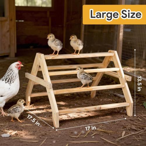 17 Extra Long Chicken Perch, 3-in-1 Chicken Roosting Bars with Swing, Natural Pine Wood Chicken Roost, Chicken Coop Accessory for Hens, Chicks, Parrots & Other Birds