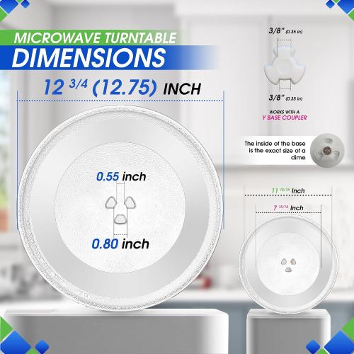 Microwave Plate Replacement 12 3/4 Fits 1B71961F LG and Kenmore Microwave Glass Plate - Exactly Replaces Rotating Microwave Turntable Plate - Oven Spinning Dish Tray For Better Reheating and Cooking