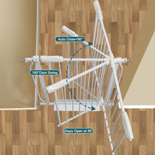 Extra Wide Baby Gate Tension Indoor Safety Gates White Metal Large Pressure Mounted Pet Gate Walk Through Long Safety Dog Gate for The House Doorways Stairs (66.93-71.65/170-182CM, White)