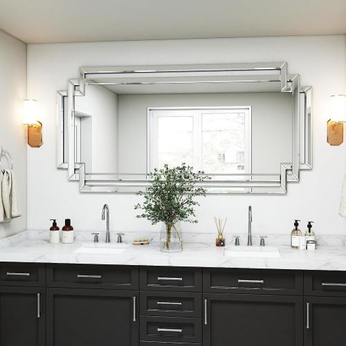30 X 59 Large Wall Mirror for Decor, Glass Decorative Mirror with Beveled Edge and Glass Frame for Bathroom, Entrance, Living Room, Horizontally/Vertically Design