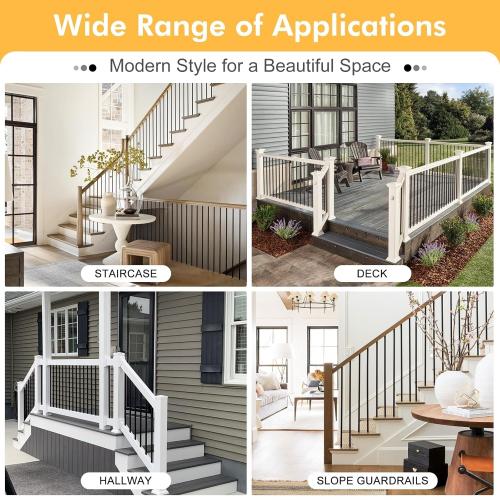 10 Pack Iron Stair Balusters, 36 Balusters for Staircase Interior, Stair Spindles Hollow Single Basket with Knuckles Double Twist 1/2 Square Metal Stair Wrought Iron Balusters, Black