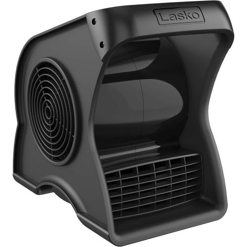 Lasko Portable Utility Fan, 12” 289 CFM Pivoting High Velocity Air Mover Blower Fan, 3 Speeds, 2 Accessory Outlets 120V, Black, U12104 NEEDS CLEANING