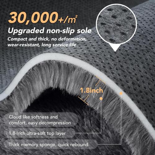 Fluffy Fuzzy Area Rug for Bedroom: Ultra Soft Grey Plush Throw Rug - 4x6