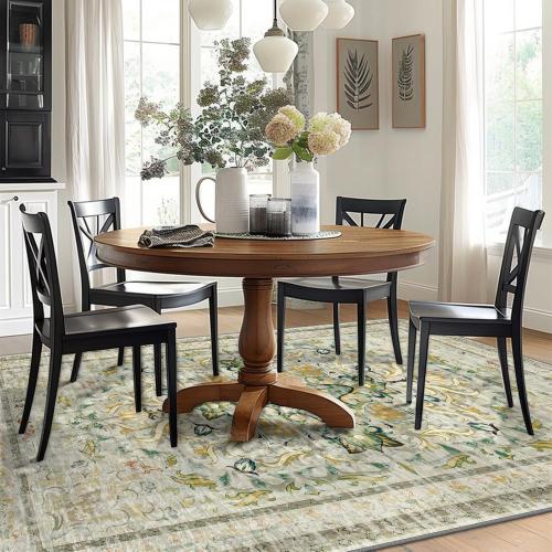 NORTHERN BROTHERS 9x12 Area Rug for Living Room - Boho Rug for Bedroom Dining Room Machine Washable Vintage Carpet Stain Resistant, Beige