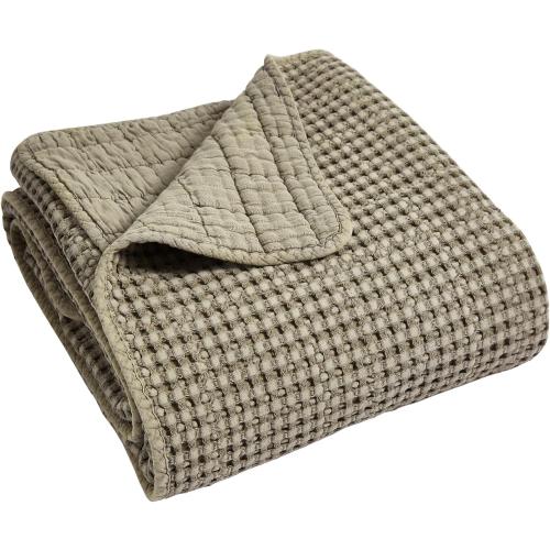 Levtex Home - Mills Waffle - Throw - Taupe Cotton Waffle - Throw Size 50 x 60in.