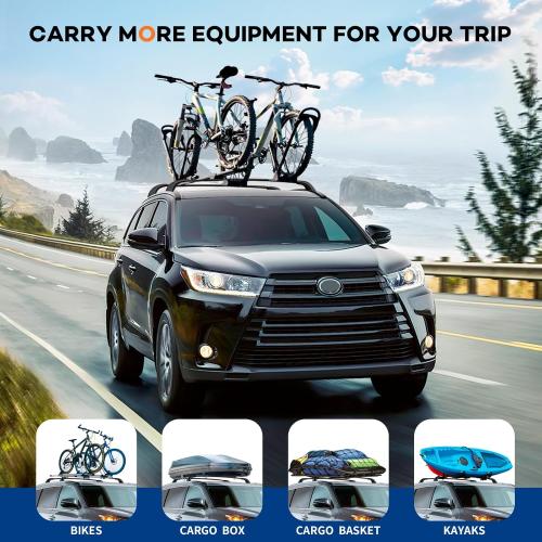 BLACK Lockable Roof Rack Cross Bars 220lb Compatible with 2014-2019 Toyota Highlander XLE Limited & SE & LE Plus & LE with Anti-Theft Metal Heavy Duty Crossbars Black Rooftop Luggage Carrier