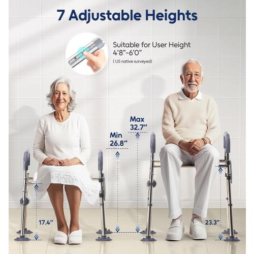 Raised Toilet Seat with Handles, Width & Height Adjustable Toilet Seat Risers for Seniors, Heavy Duty 400lbs Elevated Toilet Seat for Elderly, Pregnant, Handicap, Fit Any Toilet