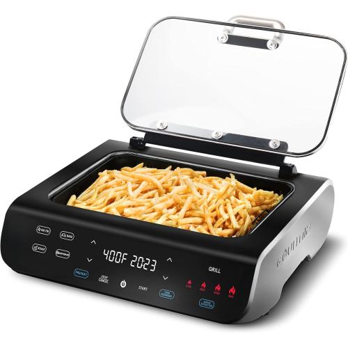 Gourmia Smokeless Indoor Grill & Air Fryer raclette grill with Smoke Extracting Technology Extra-Large Nonstick Cooking electric grill indoor Korean BBQ Style 6 Quart FoodStation™