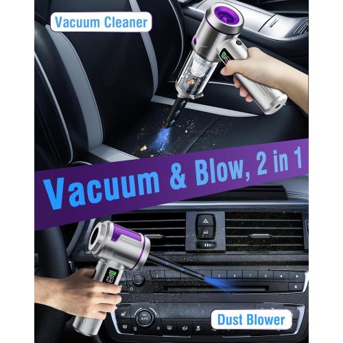 Handheld Car Vacuum Portable Cordless, 22000Pa High-Power Suction Hand held Vacuum Cleaner & Air Duster for Car Cleaning, Home, Office, Pet Hair | Multi-Nozzle, Washable Filter, LED Light