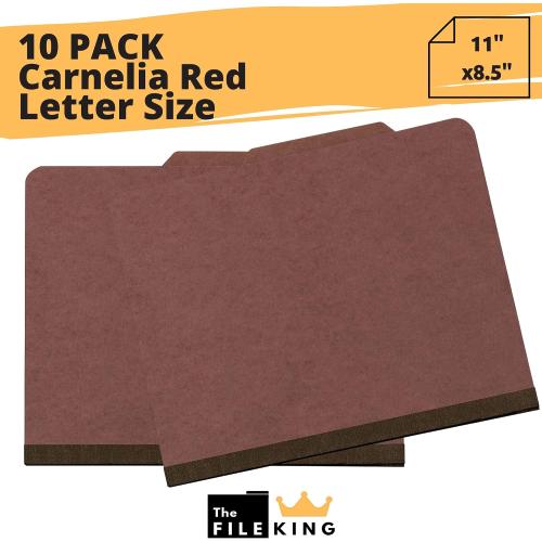 The File King Letter Size Carnelia Red File Folders with Prongs, 10 Pack, 8.5 x 11
