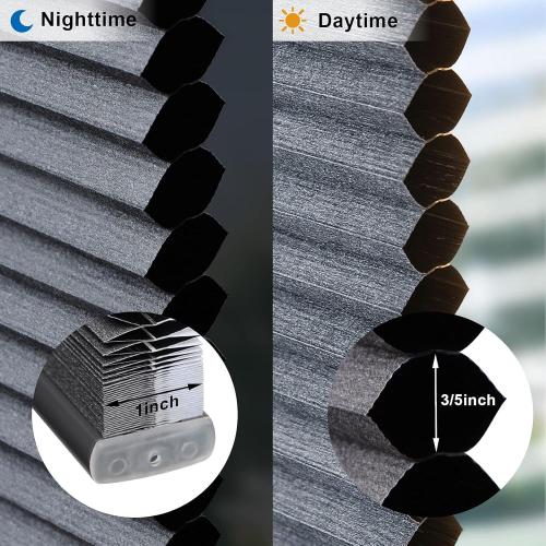 LazBlinds Cordless Cellular Shades, No Tools No Drill Blackout Honeycomb Shades Pleated Blinds for Windows, 33 W x 64 H, Midnight Black