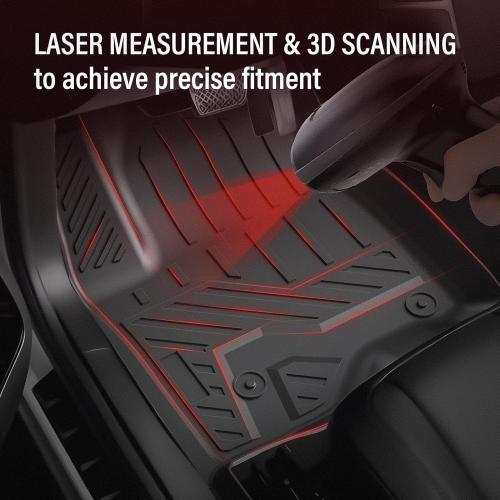 Floor Mats for Chevy Silverado/GMC Sierra 1500 2019-2024 2025 Crew Cab, 2019-2025 GMC Sierra 2500/3500 HD Crew Cab TPE All Weather Floor Liner (Rear Row with Factory Storage)—1st & 2nd Row