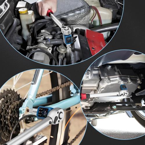 Digital Torque Adapter 1/2, 2.2-147.5 Ft-lb/3-200 Nm, Digital Torque Wrench Converter with ±2% Accuracy, Buzzer and LED Indicator, 2 Modes, 4 Units, 3/8'' & 1/4'' Adapters for Car, Moto