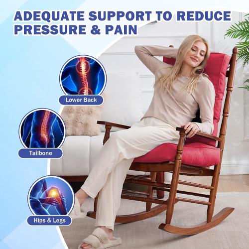 IPYNBAP Rocking Chair Cushion, Waterproof and Fade-Resistant Patio Chair Cushions, Tufted Chair Pads for Rocker Furniture, 17x17 Inch, Indoor/Outdoor Seat Cushions with Ties, Burgundy