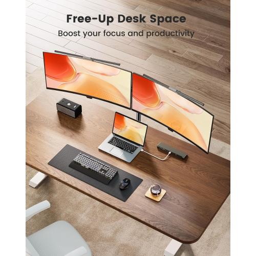 ErGear Dual Monitor Stand, Heavy Duty Adjustable Monitor Desk Mount for 2 Screens up to 32 Inches, Fully Adjustable Height, Tilt, Swivel, Rotate, Supports 17.6 lbs per Monitor Arm, Easy Installation