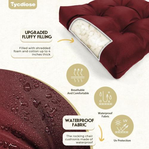 Red 3pc All Weather Wicker Chair Cushions of 3 Pieces, Outdoor Wicker Chair Cushion Waterproof for Patio Furniture Loveseat Settee Bench, 1 Loveseat and 2 U-Shaped Thickened Cushions,