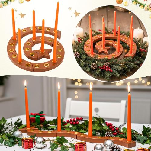 Hushee 1 Set Christmas Advent Wreath Candle Holder up to 25 Candles Wooden Spiral Waldorf Advent Calendar Season Celebration Candlestick for Christmas Holiday Table Centerpiece Decoration