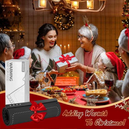 Warming Mat for Food - Full Surface Rapid Heating, Rollable & Portable Food Warmer with 6 Temperature Settings and 1-4 hours Adjustable Timer, Silicone Heating Mat for Party Buffet (Black)