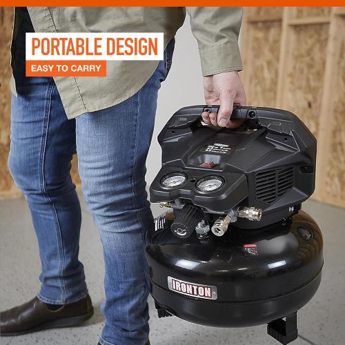 Ironton Oil-Free Pancake Compressor, 1.6 HP, 6-Gallon, 2.6/3.6 CFM