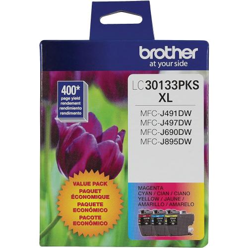 Brother High-yield Color Printer Ink Cartridges LC3013 3-Pack for Work Smart Series - Professional Grade Ink for MFC-J491DW, J497DW, J690DW, J895DW - Up to 400 Pages per Cartridge