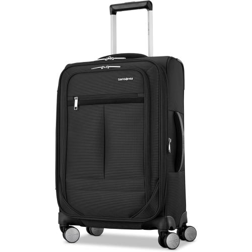 Samsonite Carry-On Soft-Sided Expandable 21-Inch Element Suitcase: Airline Approved for Most Major Airlines, Durable, 360° Spinner Wheels, Adjustable Handle, 2 Front & Side Pocket- Black