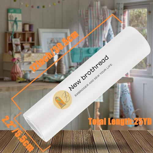 New brothread Light Weight Clear Wash Away - Water Soluble Embroidery Topping Film - 12 x 25 Yd roll - Cut into Various Sizes for Machine Embroidery and Hand Sewing