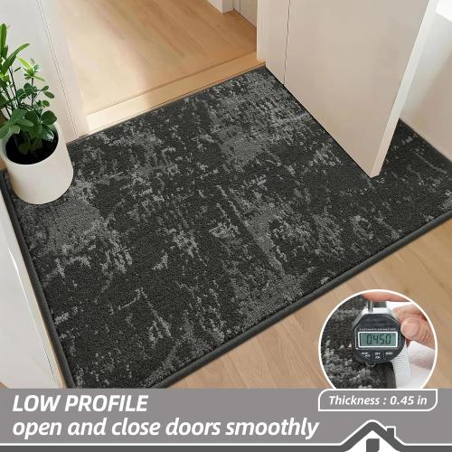 BEQHAUSE Dirt Trapper Door Mat 20 x 32, Non-Slip Doormats Washable Entryway Rugs, Stain Resistant Dog Door Mats Absorbent Welcome Floor Mat for Front Back Door, Mud Wet Shoes & Paws, Dark Grey