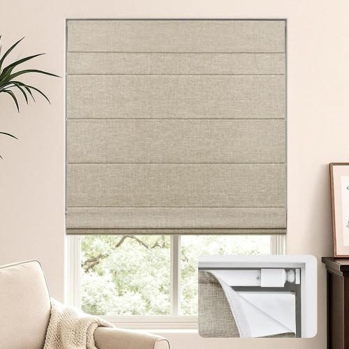 LazBlinds No Tools No Drill Cordless Roman Shades for Windows, Blackout Thermal Insulated UV Blocking Window Blinds, Lightweight Fabric Blinds for Indoor Windows, 24 W x 72 H, Blackout - Beige