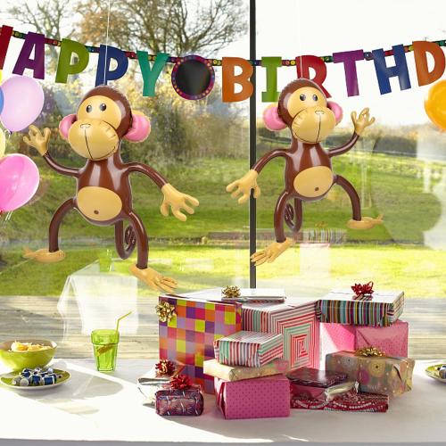 Set of 3 FUTUREPLUSX 3 PCS Inflatable Monkeys, Jungle Animal Balloons Jungle Themed Birthday Party Decorations Baby Shower Party Supplies