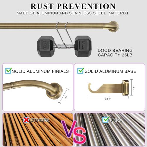 Antique Bronze Disc Curtain Rods, 48-84 Inches Window Curtain Rod,Adjustable Room Darkening Curtain Rod with Aluminum Finials and Brackets,Wrap Around Design